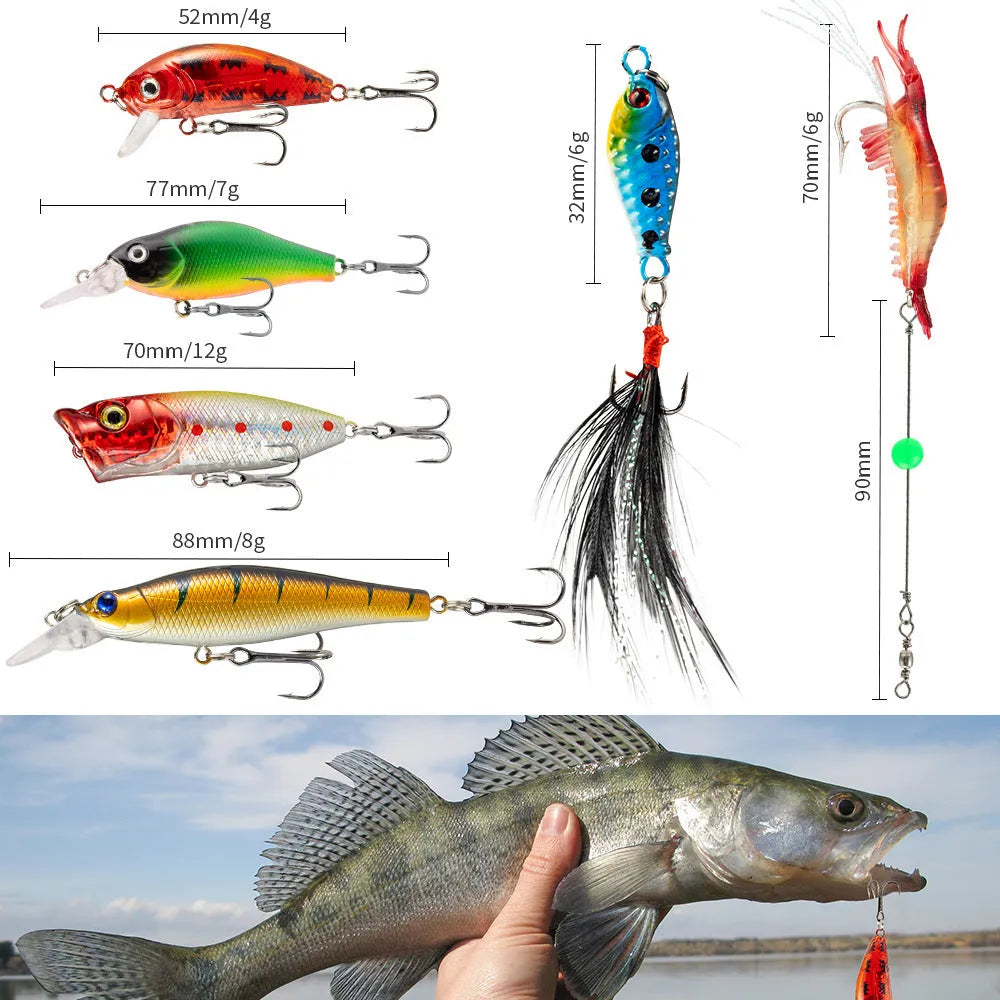 Metal Christmas mino bog themed 24-piece fishing tackle blind box set including lures and hooks.