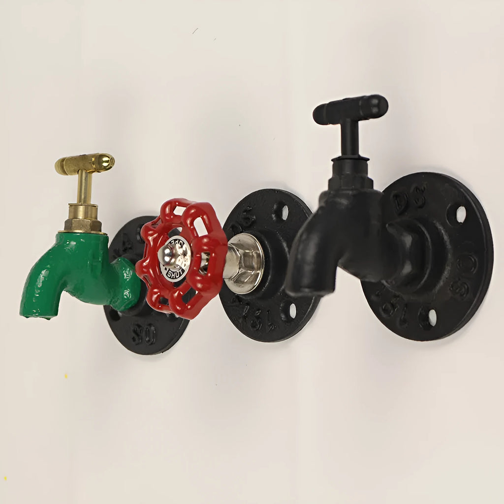 Modern water pipe style metal towel hook wall mounted in a choice of three colours.