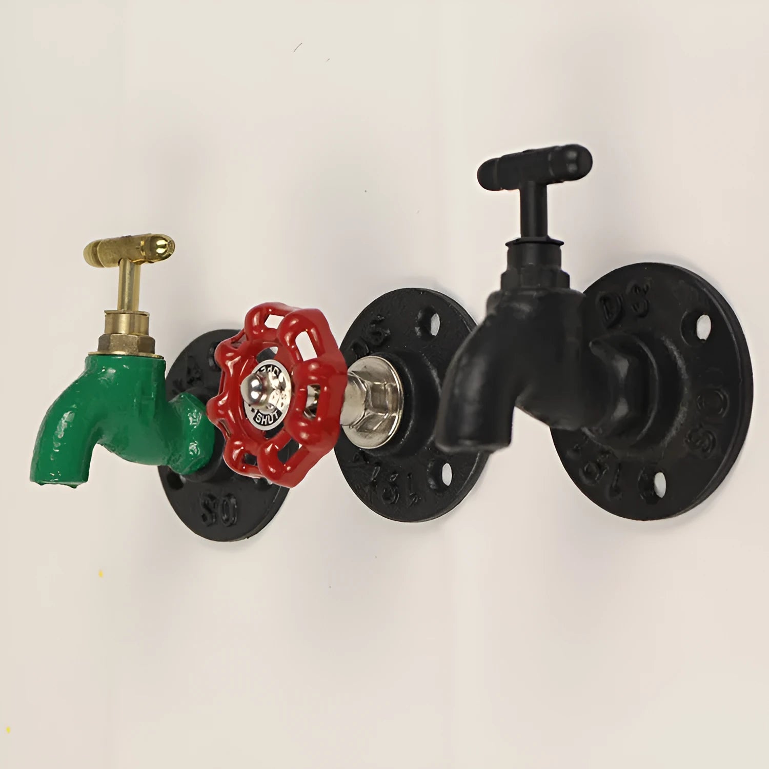 Modern water pipe style metal towel hook wall mounted in a choice of three colours.