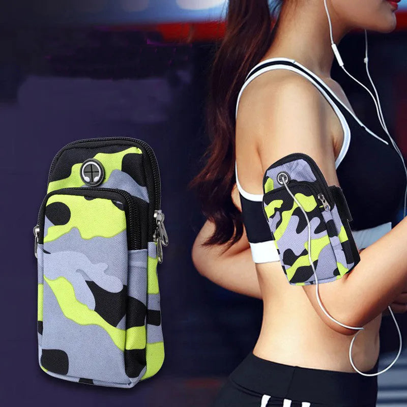 Camouflage water-repellent diving cloth wrist bag for running, 9.5x16.5cm, unisex adult