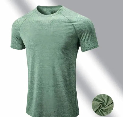Tight stretch quick-drying running short sleeve t-shirt in polyester blend fabric