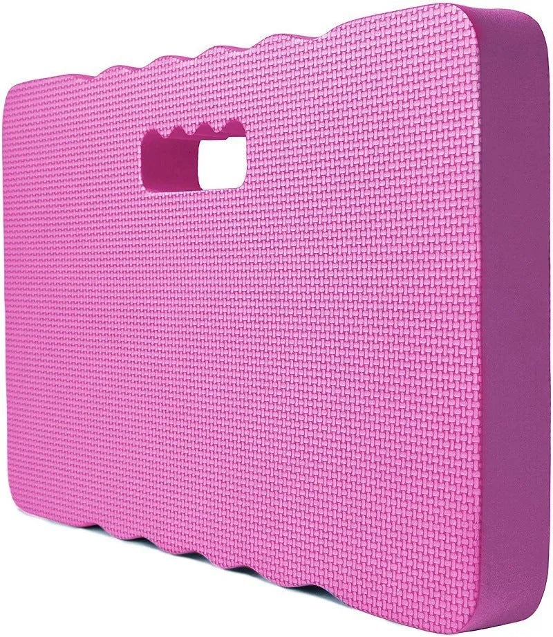 A rectangular blue EVA foam garden kneeler pad for cushioning knees during outdoor gardening.