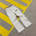 Men's grey loose trousers with patchwork double waist design for hip hop style