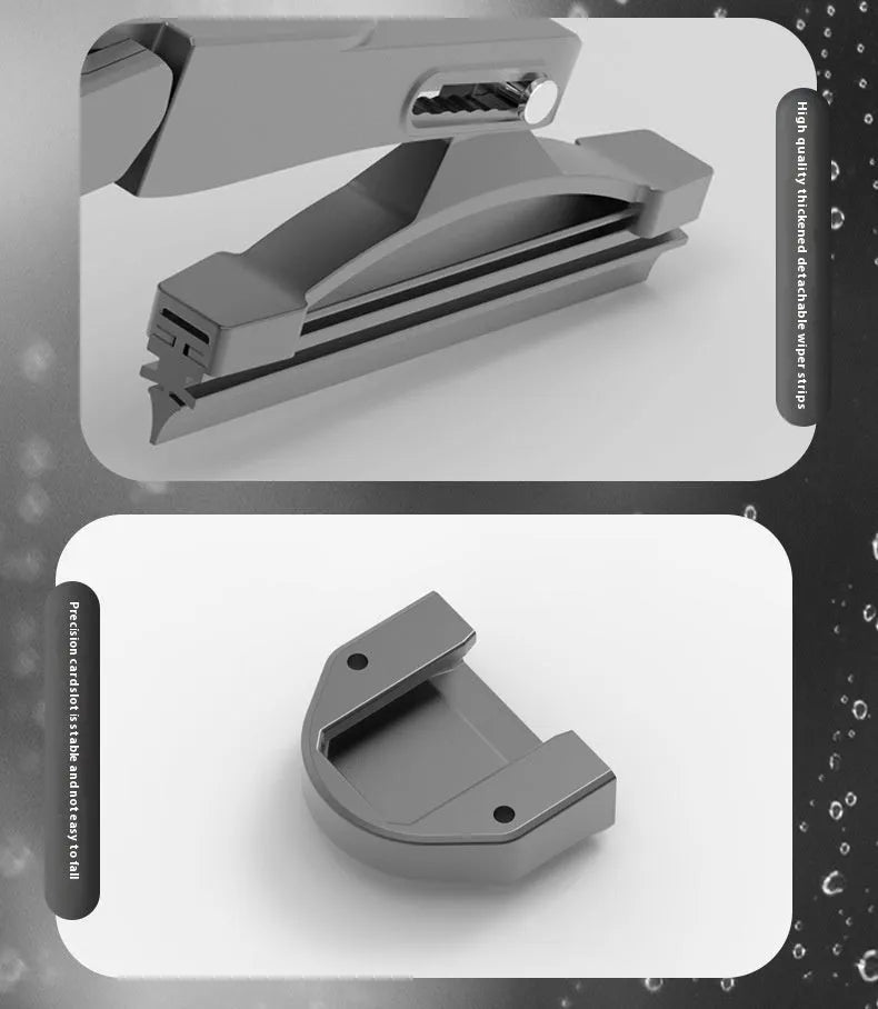 Black plastic 800mA motorcycle helmet wiper with a 65mm blade.