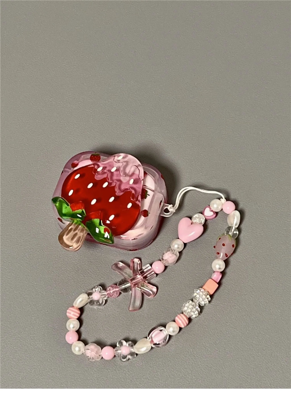 3D strawberry ice cream silicone protective cover for AirPods Pro 2 case with bracelet option