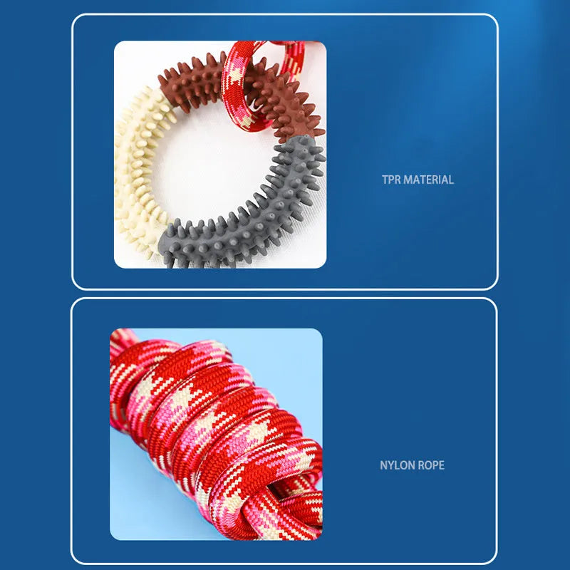 43cm braided rope dog chew toy with multiple coloured strands for aggressive chewers