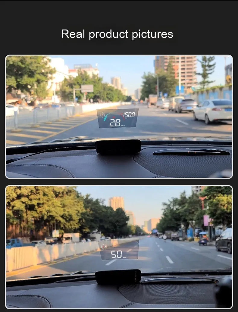 Black head-up display car GPS speed compass projector with USB cable for universal vehicle installation