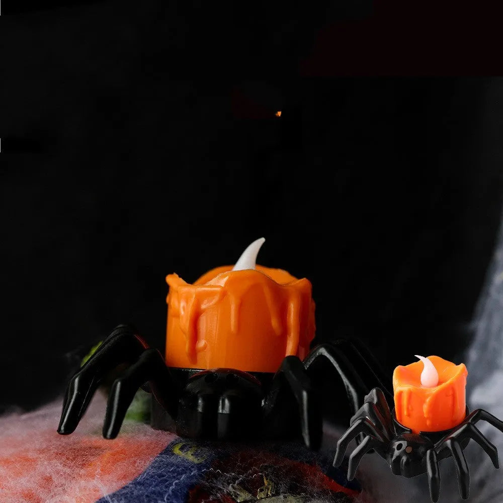 Halloween spider candlestick ornament plastic decorative candle light 7x8.5x5cm