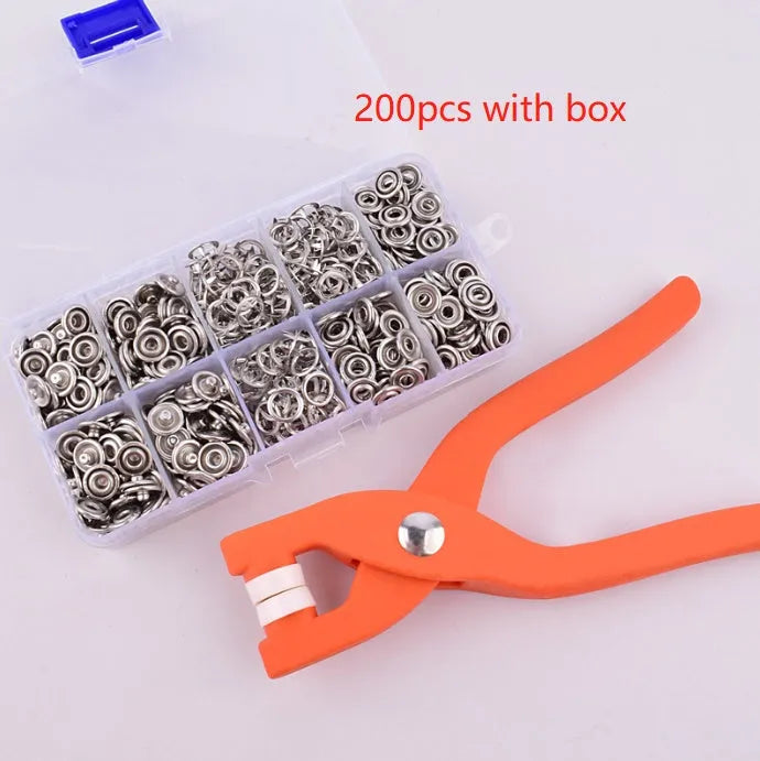 Stainless steel five claw suit buttons and button fixing pliers for no-sew clothing repair