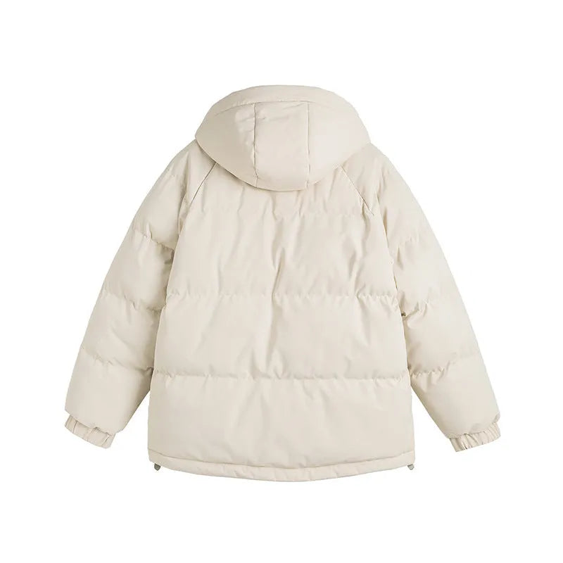 Loose fit cotton-padded winter jacket with side seam pockets in mustard yellow colour