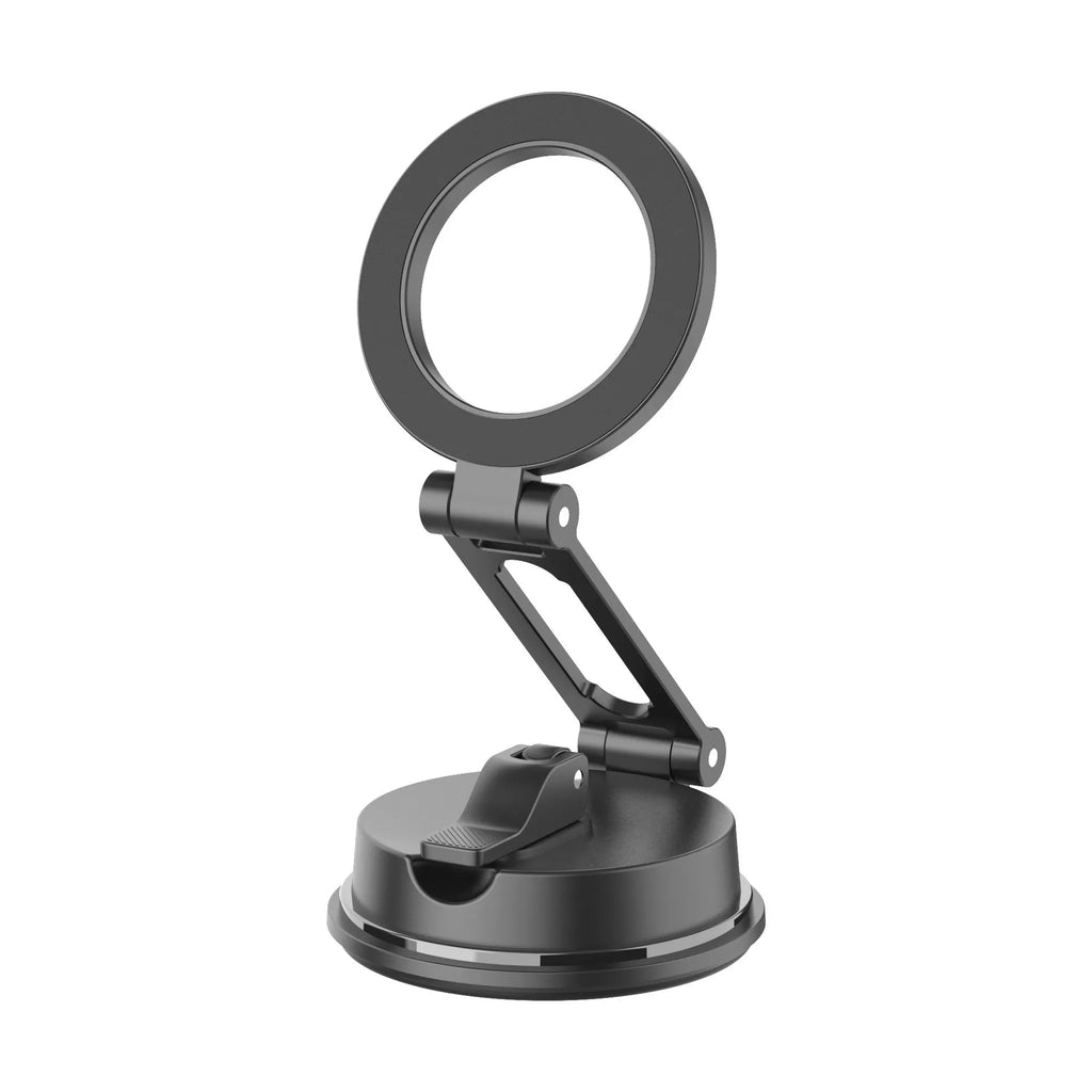 Black H154 car magnetic phone holder with suction cup mount for dashboard or windscreen
