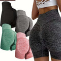 Women's high-waist yoga shorts in various colours with seamless waistband
