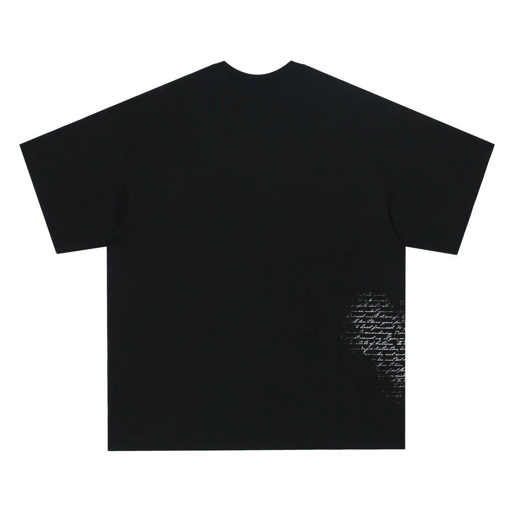 American retro hip hop gothic T-shirt with letter print in black or white cotton fabric