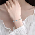 Blue diamond heart necklace and bracelet set with gem inlay on copper chain
