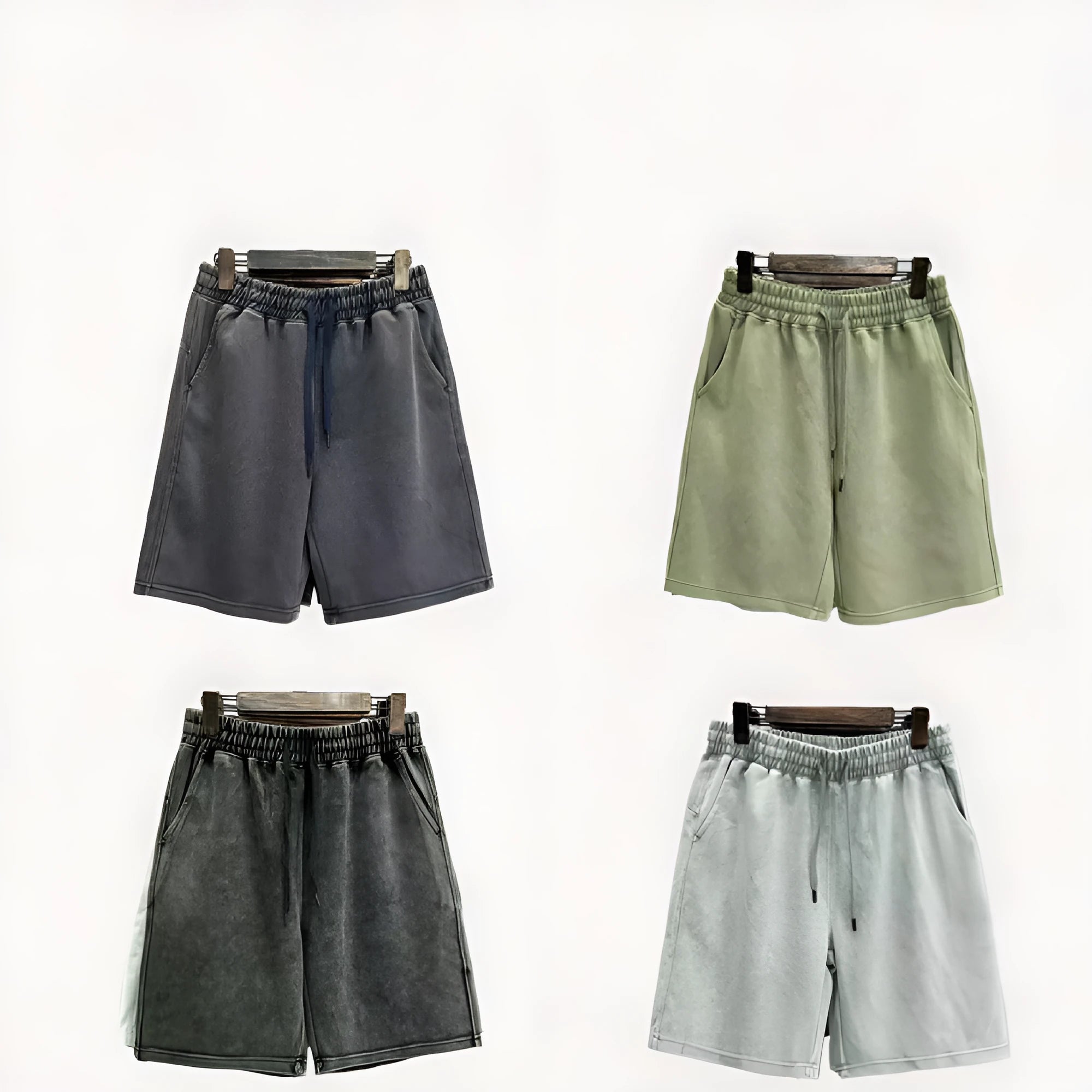 Men's cotton casual shorts with distressed detailing in straight leg loose fit showing navy blue colour option