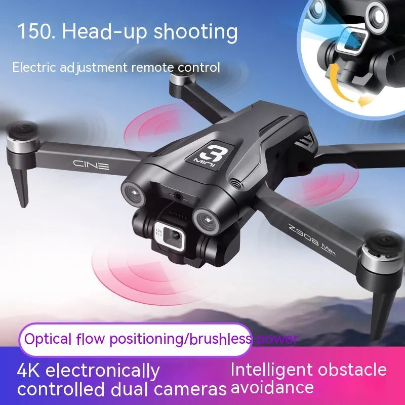 UAV optical flow dual camera drone with brushless motor in black plastic body