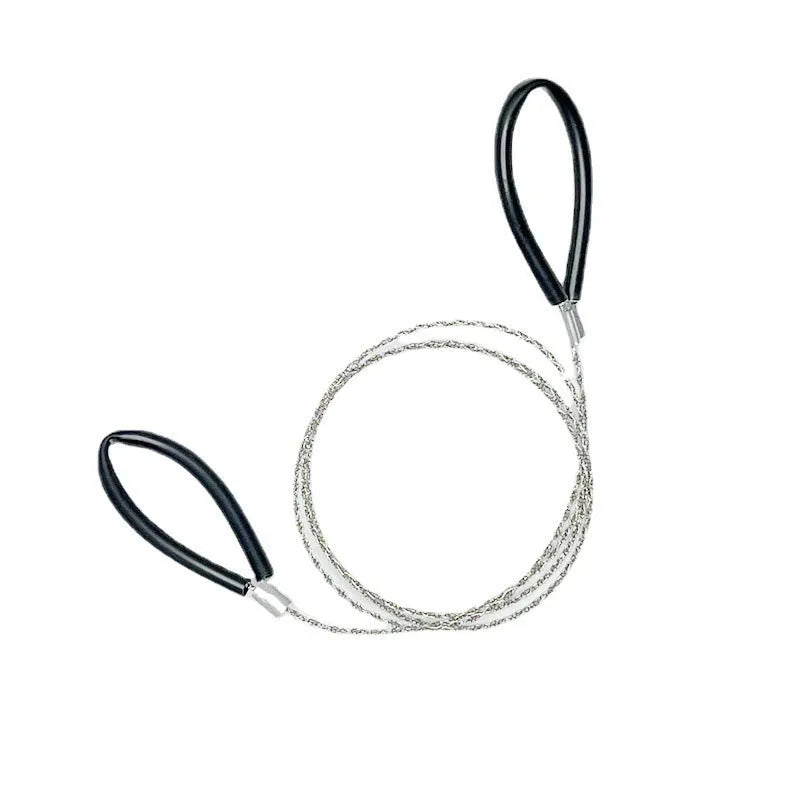 75cm survival wire saw with stainless steel braided construction in black colour