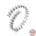 Original dark style adjustable silver backbone open ring with pumpkin skull motif for women