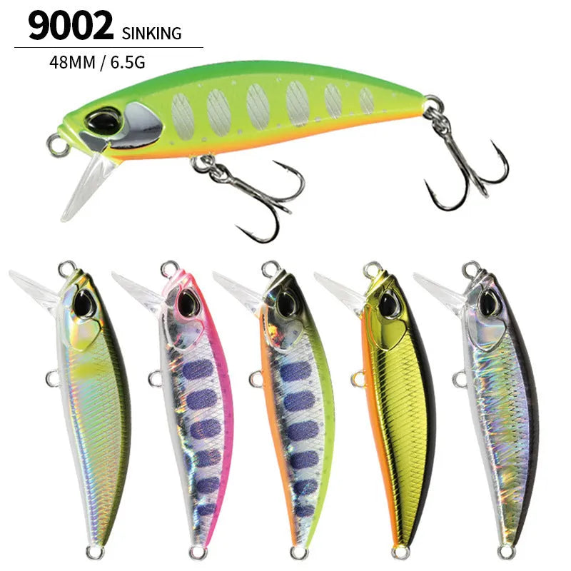 Japanese submerged Mino soft plastic fishing lure, 48mm long, for snakehead and Mandarin fish.