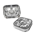Square stainless steel slow feeding bowl with bone-shaped pattern for dogs and cats