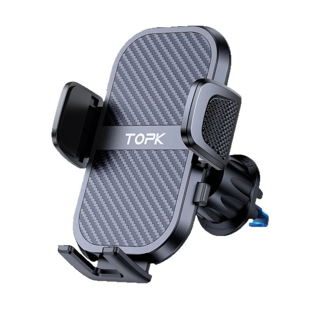 TOPKD46 in-car universal phone holder with multiple bracket styles including suction cup mount