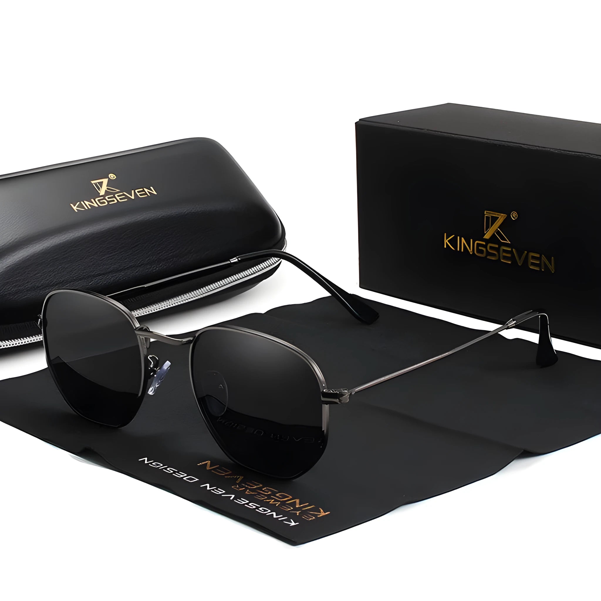 Classic round retro sunglasses for men in black frame with adjustable arms.
