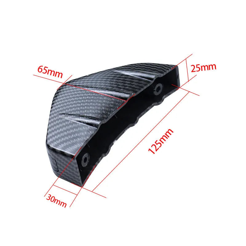 Black triangular automotive rear spoiler with carbon fibre pattern, 15cm length for general motors vehicles