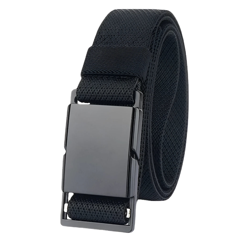 Jeans belt with magnetic alloy buckle in five colour options including black, brown and Army Green