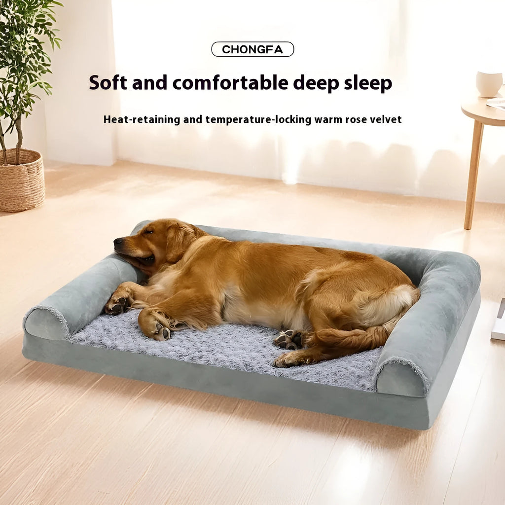Light grey foldable cloth kennel for a large dog, shown with dimensions.