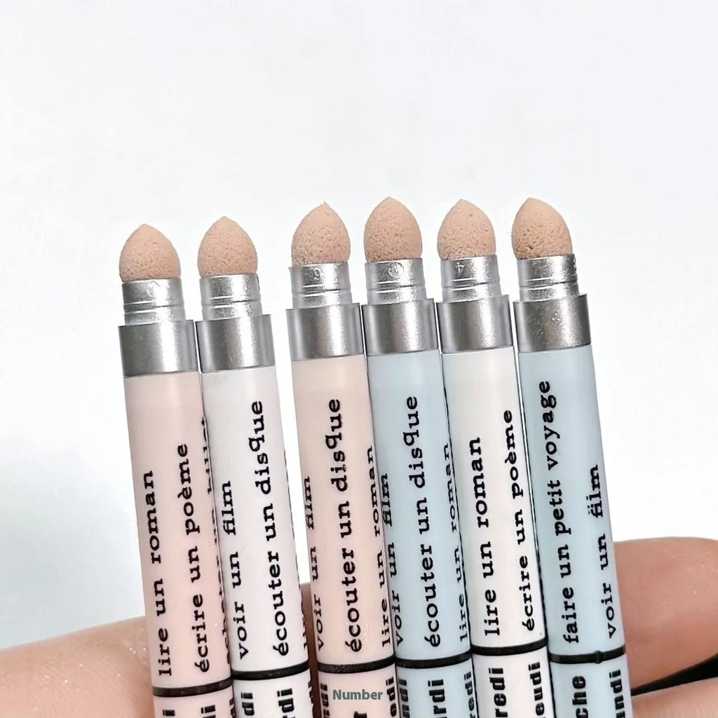 Waterproof brightening 2-in-1 eyeliner and eye shadow pen in multiple colour options on a white background.