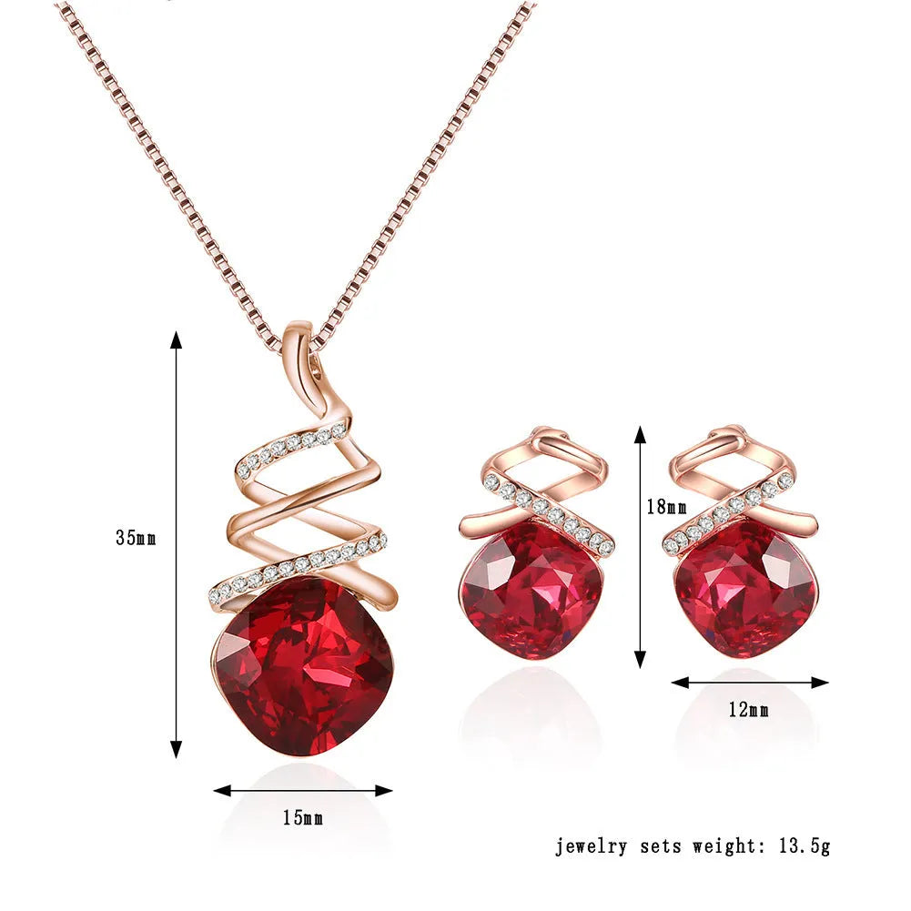 Alloy bridal jewellery set with water wave chain necklace and matching earrings.