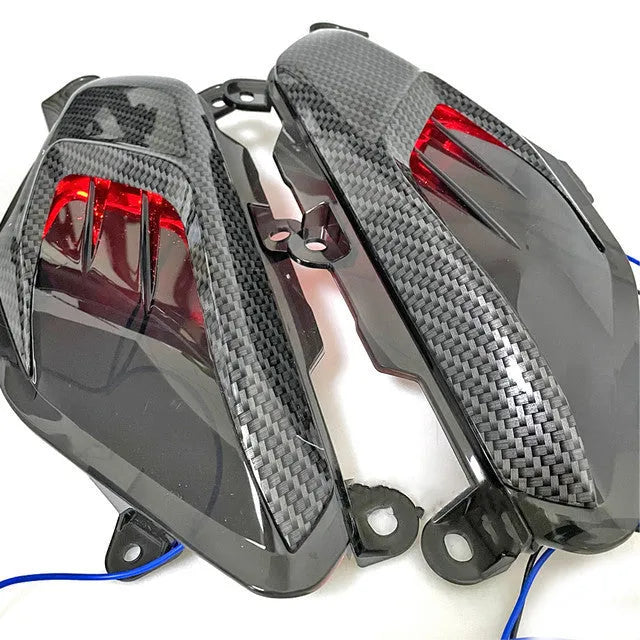 Pair of carbon fibre style LED side lamps for Yamaha NMAX scooter refit