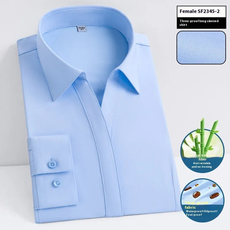 Men's waterproof bamboo fibre business shirt with square collar in slim fit design