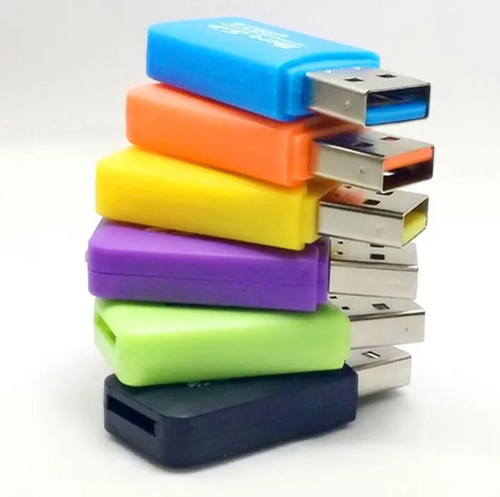 Mini USB TF Card Reader with 16GB MicroSD card and SD transfer adapter