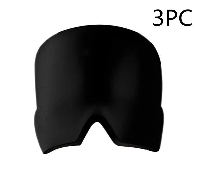 Elastic cloth gel eye mask for headache relief with adjustable headband in black colour