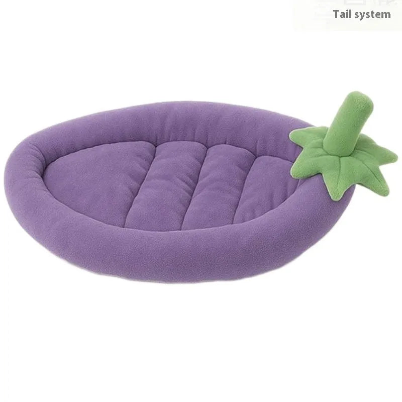 Washable cloth dog bed mat in purple, shown with a removable cover, suitable for small and large dogs.