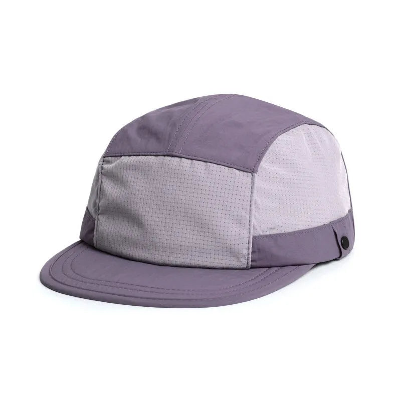 A breathable baseball cap with mesh panels and a soft tongue in army green colour.