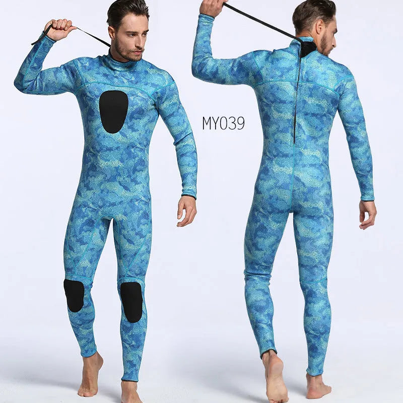 3mm neoprene camouflage diving wetsuit for men for cold water swimming and wading