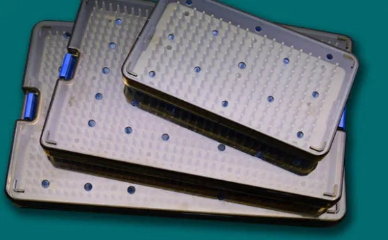 Large, medium, and small silicone disinfection boxes for sterilising baby feeding items.