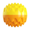 Blue squeaky dog ball toy with spiky texture for dental cleaning and water play