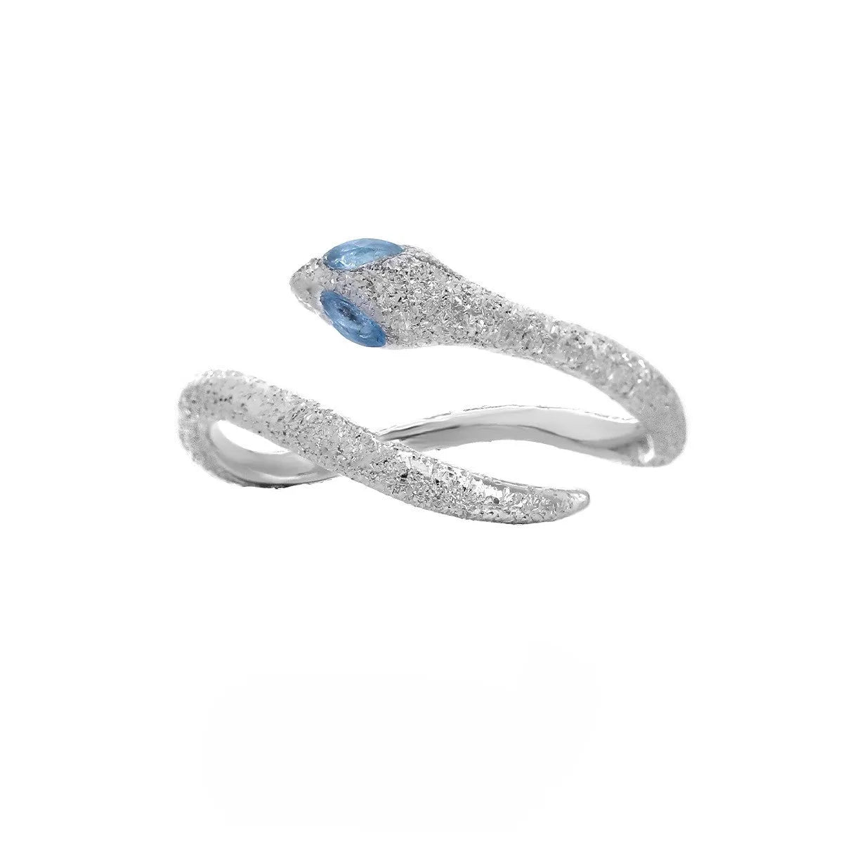 Women's adjustable silver ring with snake motif and platinum colour finish