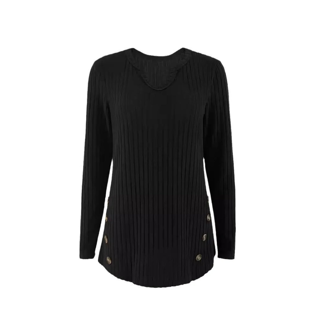 Men's simple solid colour knitted button sweater in black or grey green casual pullover style