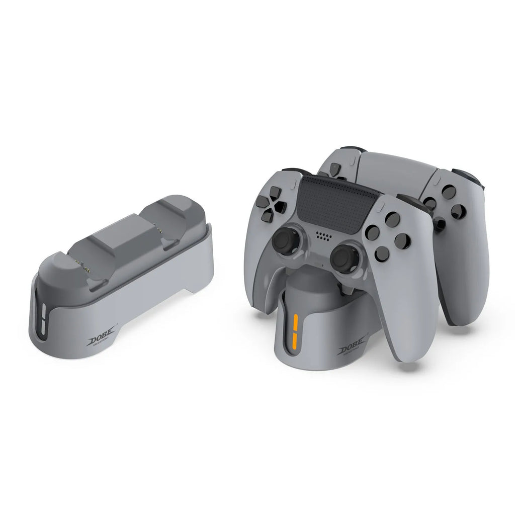 PS5 dual-seat gamepad charger with display light in Gray ABS material