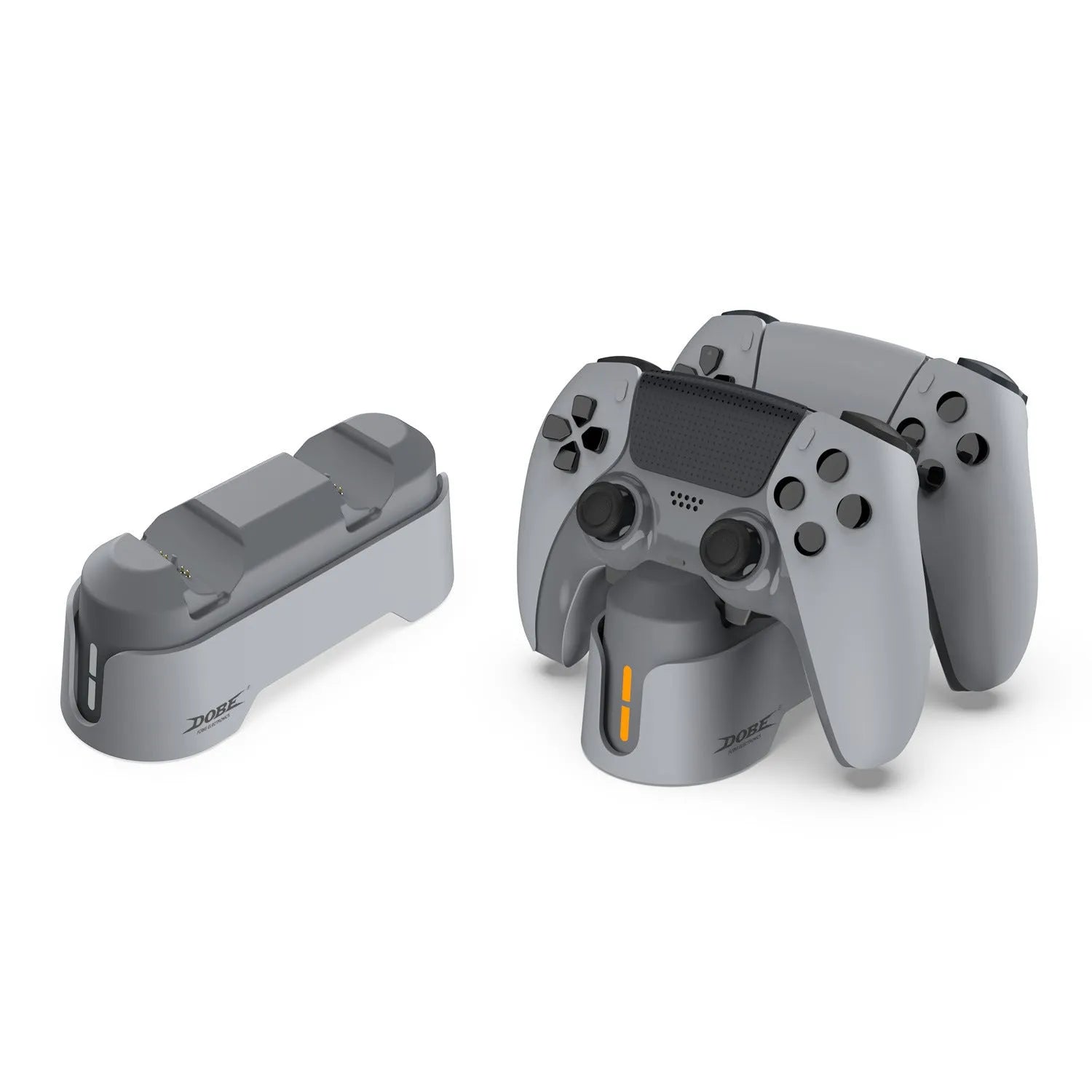 PS5 dual-seat gamepad charger with display light in Gray ABS material