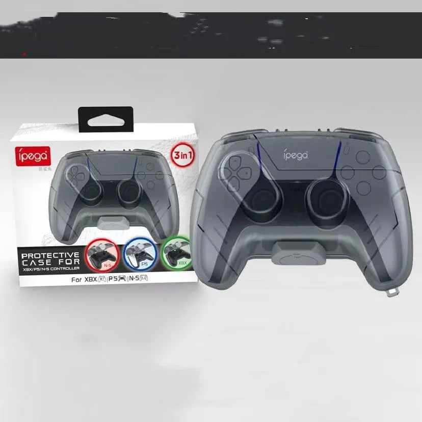 Grey transparent hard plastic case for game controller storage and protection