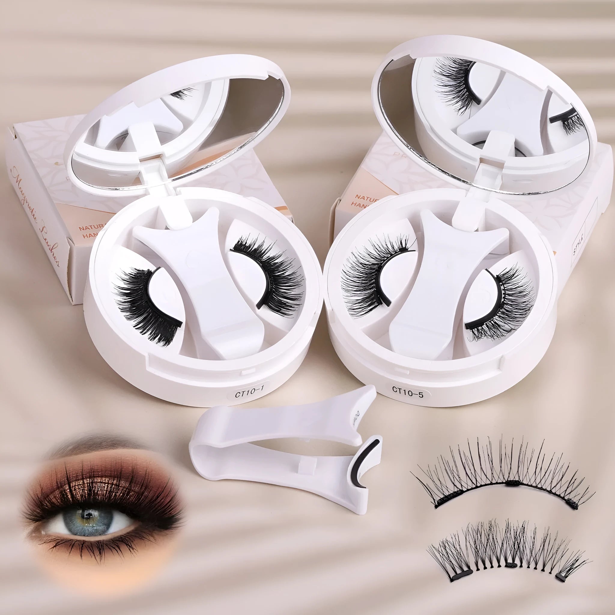 Portable false eyelashes storage box with magnetic closure and integrated soap holder compartments