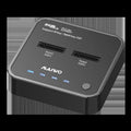 MAIWO K3016 M.2 SSD hard disk copier dock with cables and power adapter for SATA and NVMe drives.