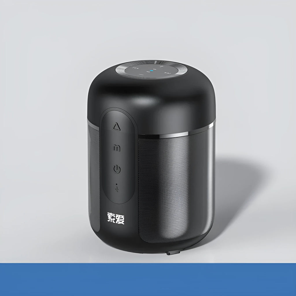 Black portable Bluetooth speaker measuring 72mm by 99mm with 30W output power