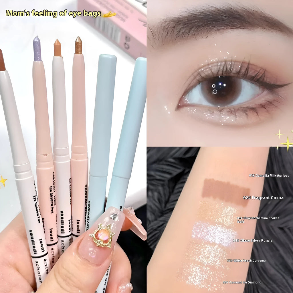 Waterproof brightening 2-in-1 eyeliner and eye shadow pen in multiple colour options on a white background.