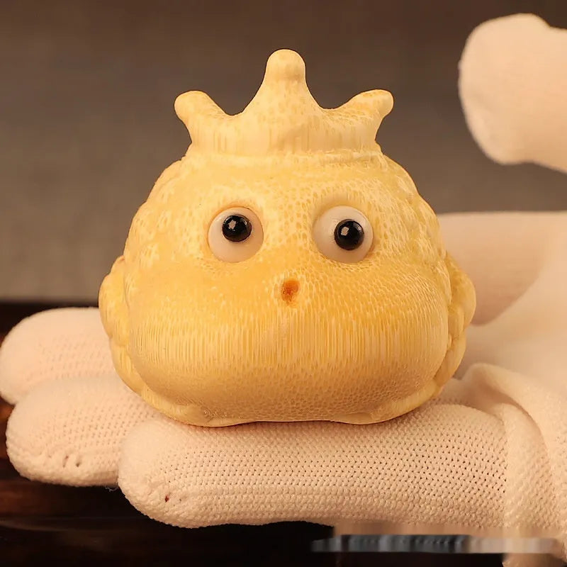 Solid bamboo carving of a cute crown princess toad ornament with 5.0 live eye size.